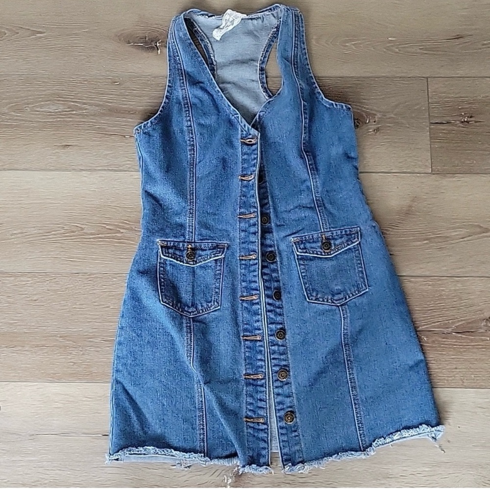 Denim Button-Down Sleeveless Dress